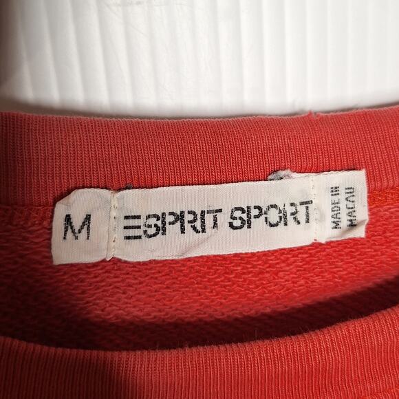 Vintage 80s 90s Espirit Cropped Sweatshirt Women Medium Logo Boxy Balloon Sleeve - Picture 3 of 9
